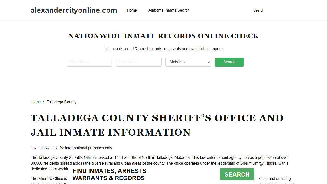 Talladega County Sheriff, AL, Jail Inmate Search, Recent Arrests